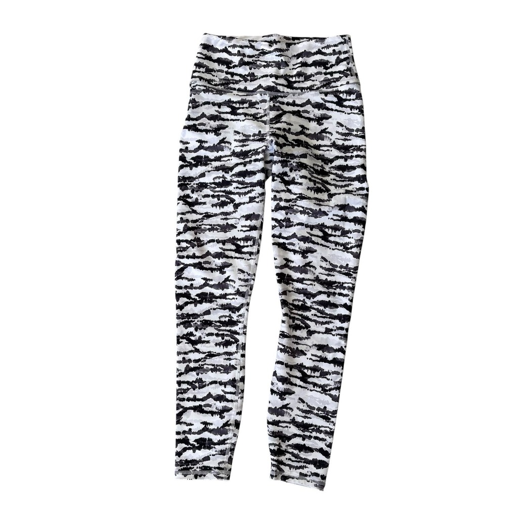 Fabletics Women's PowerHold Zebra Print High Rise Leggings XS Gray Gorpcore
